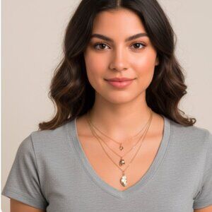 Ann Taylor LOFT Women's Beaded Modern leaf Three tiered Necklace NWT 35
